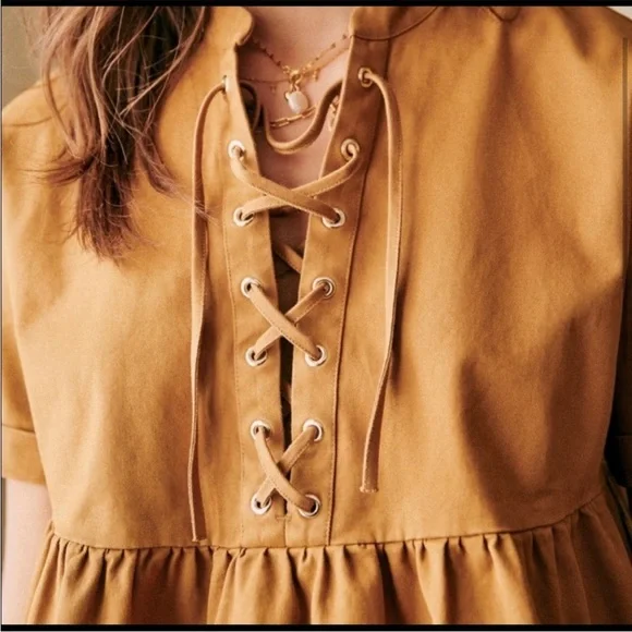 Sézane Lace Up Carmel Blouse - Picture 2 of 4